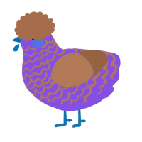 A blurple and brown chicken with a lace pattern