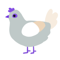 A silver and cream chicken