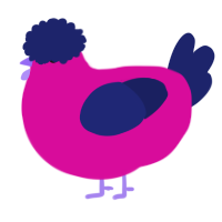 A fuchsia and navy chicken