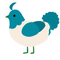 A cream and sea chicken with a head pattern
