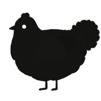A black chicken with a lace pattern