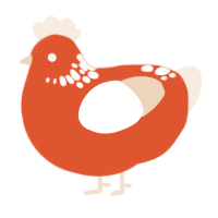 A vermilion and cream chicken with a neck-speckle pattern