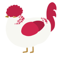 A white and crimson chicken with a neck-band pattern