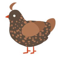A bark and brown chicken with a speckle pattern