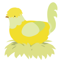 A yellow and lemon chicken with a head pattern