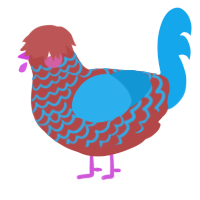 A red and sky chicken with a lace pattern