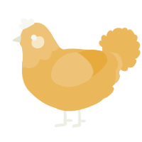 A honey chicken with a head pattern