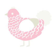 A rose and white chicken with a lace pattern