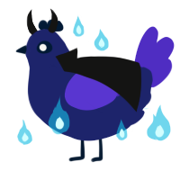 A navy and indigo chicken