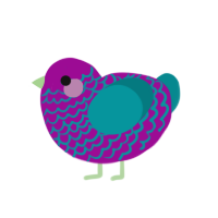 sigma boy junior, a plum and teal chicken with a lace pattern