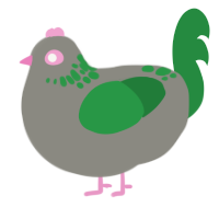 A ash and viridian chicken with a neck-speckle pattern