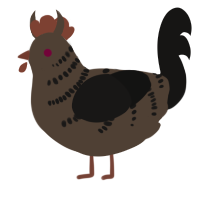 A bark and sable chicken with a half-bar pattern