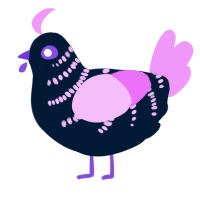 A tumblr and lavender chicken with a half-bar pattern