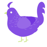 A blurple chicken with a half-lace pattern