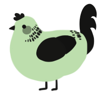 A gluppy and black chicken with a neck-band pattern
