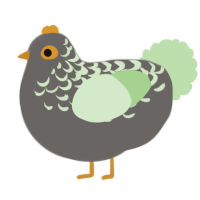 A grey and gluppy chicken with a half-lace pattern