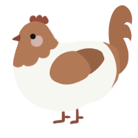A white and brown chicken with a head pattern
