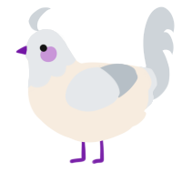 A cream and mist chicken with a head pattern