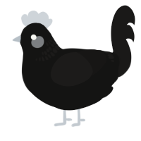 A black and sable chicken with a neck-band pattern
