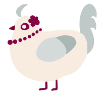 A cream and silver chicken