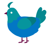 A sapphire and teal chicken with a head pattern