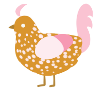 A orange and rose chicken with a speckle pattern