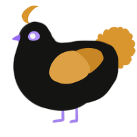 A black and orange chicken
