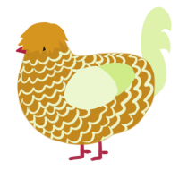 A ochre and apple chicken with a lace pattern