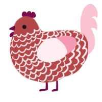 A red and rose chicken with a lace pattern