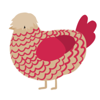 A beige and crimson chicken with a lace pattern