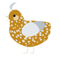 A ochre and mist chicken with a speckle pattern