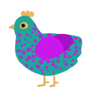 (unnamed), a turquoise and amethyst chicken with a speckle pattern