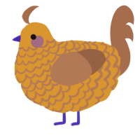 A orange and brown chicken with a lace pattern