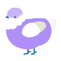 A lilac and white chicken with a head pattern