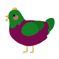 A wine and leaf chicken with a head pattern