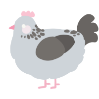 A mist and grey chicken with a neck-speckle pattern