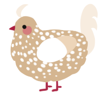 A beige and cream chicken with a speckle pattern