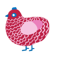 Nerds Rope, a crimson and pink chicken with a lace pattern