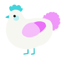 A white and lavender chicken