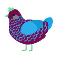 A wine and sky chicken with a lace pattern