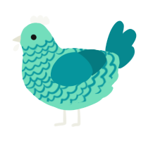 A mint and teal chicken with a lace pattern