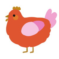 A vermilion and pink chicken