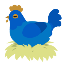 A sapphire and ultramarine chicken with a head pattern