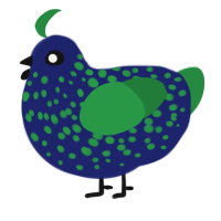 A navy and viridian chicken with a speckle pattern