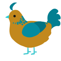 A ochre and sea chicken with a neck-speckle pattern