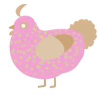 A pink and beige chicken with a speckle pattern