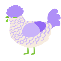 A cream and lilac chicken with a lace pattern