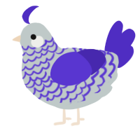 A silver and indigo chicken with a lace pattern