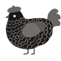 A sable and grey chicken with a lace pattern
