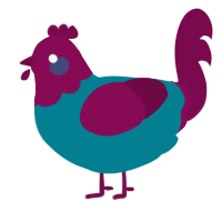 A sea and wine chicken with a head pattern